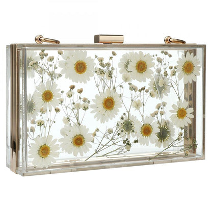 Floral Beaded Clutch Purse for Wedding Clear Crossbody Bag - Canvas & Charms