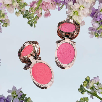 Flower Knows Strawberry Rococo Embossed Blush,Bright Pink Matte Powder Blush for Cheeks,Buildable & Blendable Face Makeup,Soft Long - Lasting Cute Make Up for Women & Girls,0.16 Oz(G01 Romantic Blossom) - Canvas & Charms