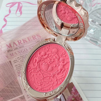 Flower Knows Strawberry Rococo Embossed Blush,Bright Pink Matte Powder Blush for Cheeks,Buildable & Blendable Face Makeup,Soft Long - Lasting Cute Make Up for Women & Girls,0.16 Oz(G01 Romantic Blossom) - Canvas & Charms