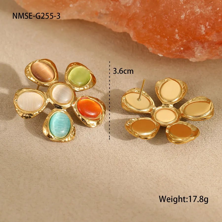 Flower Stainless Steel Twisted Rope Chain Pendant Necklace Multicolor - Canvas & Charms