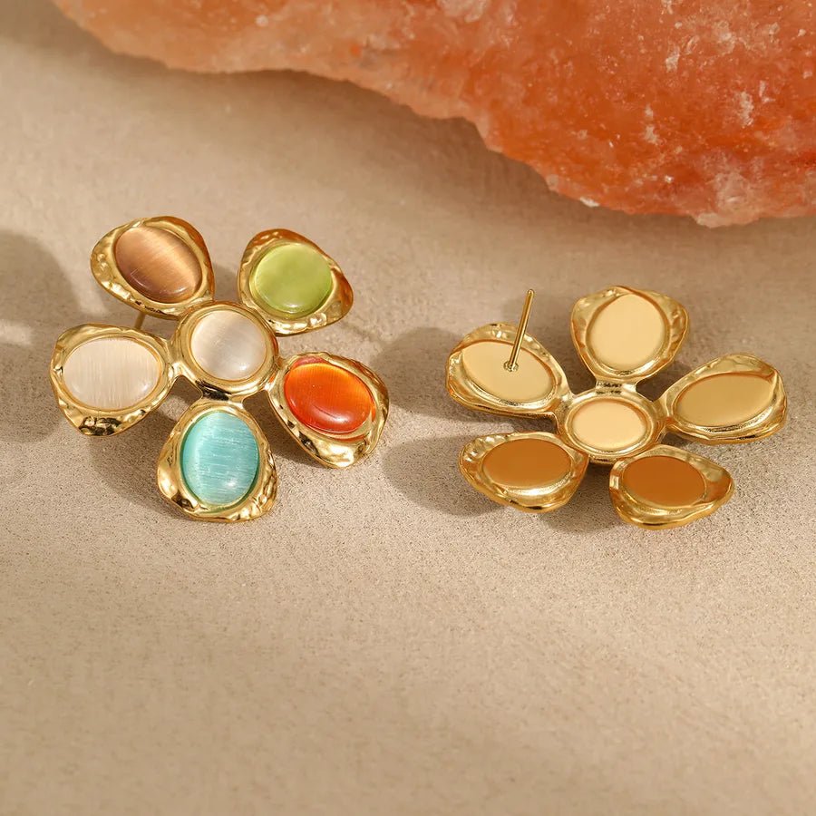 Flower Stainless Steel Twisted Rope Chain Pendant Necklace Multicolor - Canvas & Charms