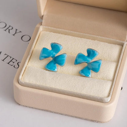 Flowers Enamel Earrings for Women in Zinc Alloy with UV Plating, 0.03µm-0.05µm Coating Thickness and 925 Sterling Silver Ear Pins - Canvas & Charms