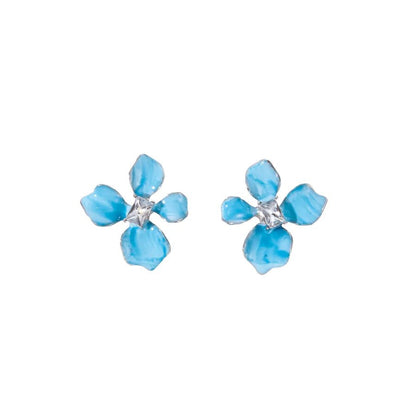 Flowers Enamel Earrings for Women in Zinc Alloy with UV Plating, 0.03µm-0.05µm Coating Thickness and 925 Sterling Silver Ear Pins - Canvas & Charms