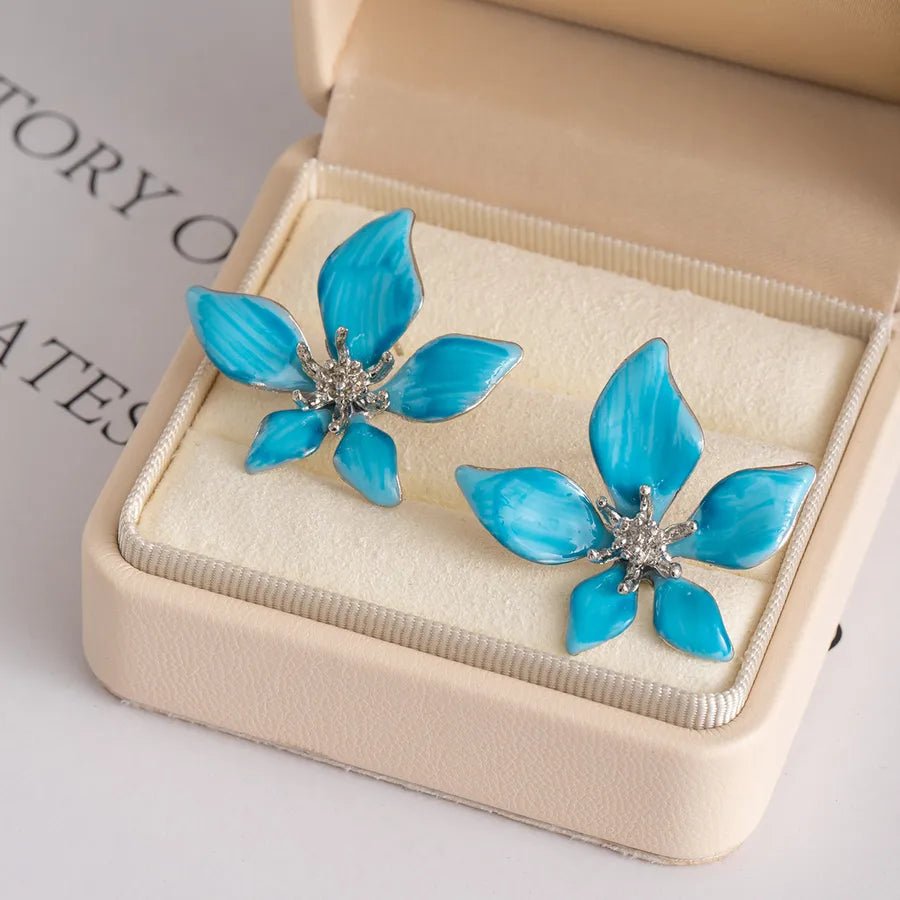 Flowers Enamel Earrings for Women in Zinc Alloy with UV Plating, 0.03µm-0.05µm Coating Thickness and 925 Sterling Silver Ear Pins - Canvas & Charms