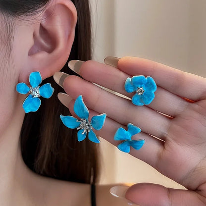 Flowers Enamel Earrings for Women in Zinc Alloy with UV Plating, 0.03µm-0.05µm Coating Thickness and 925 Sterling Silver Ear Pins - Canvas & Charms