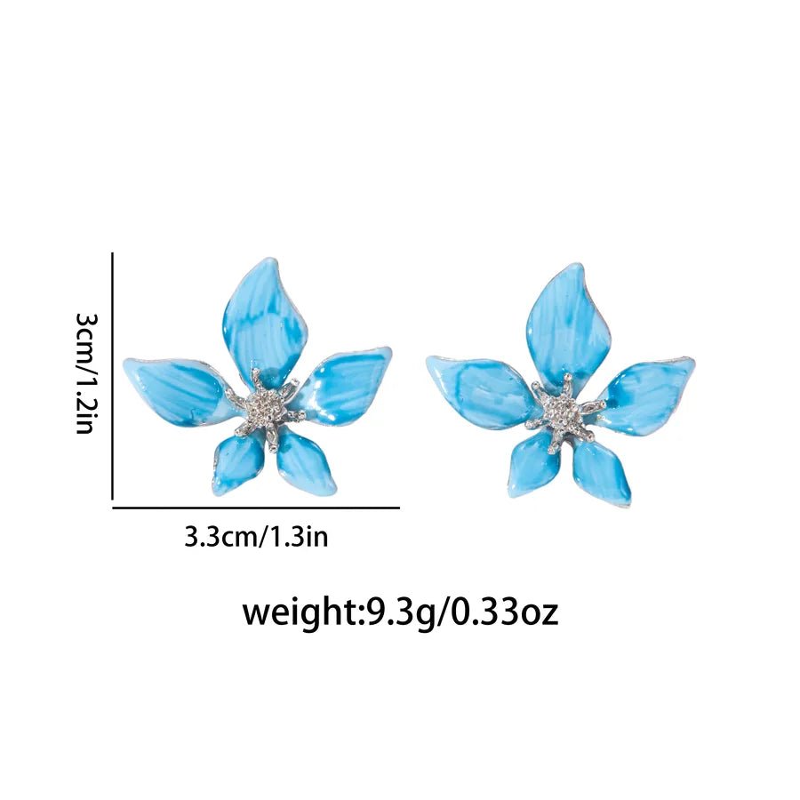 Flowers Enamel Earrings for Women in Zinc Alloy with UV Plating, 0.03µm-0.05µm Coating Thickness and 925 Sterling Silver Ear Pins - Canvas & Charms