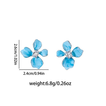 Flowers Enamel Earrings for Women in Zinc Alloy with UV Plating, 0.03µm-0.05µm Coating Thickness and 925 Sterling Silver Ear Pins - Canvas & Charms