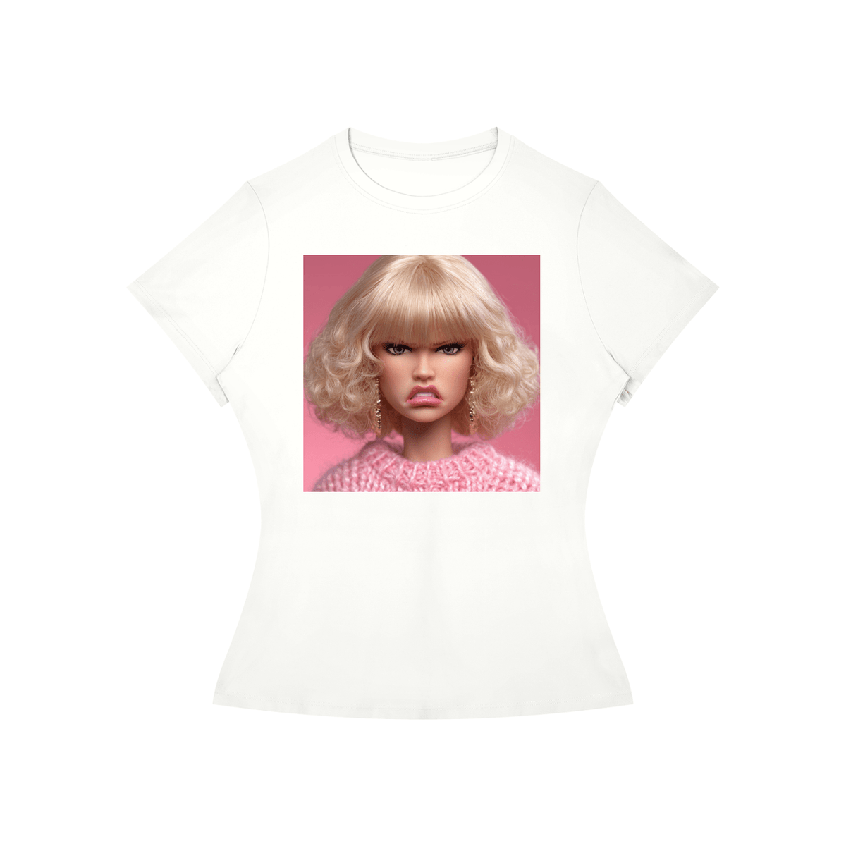 Funny Angry Barbie Doll Face Women’s Slim Fit Performance T-Shirt - Canvas & Charms