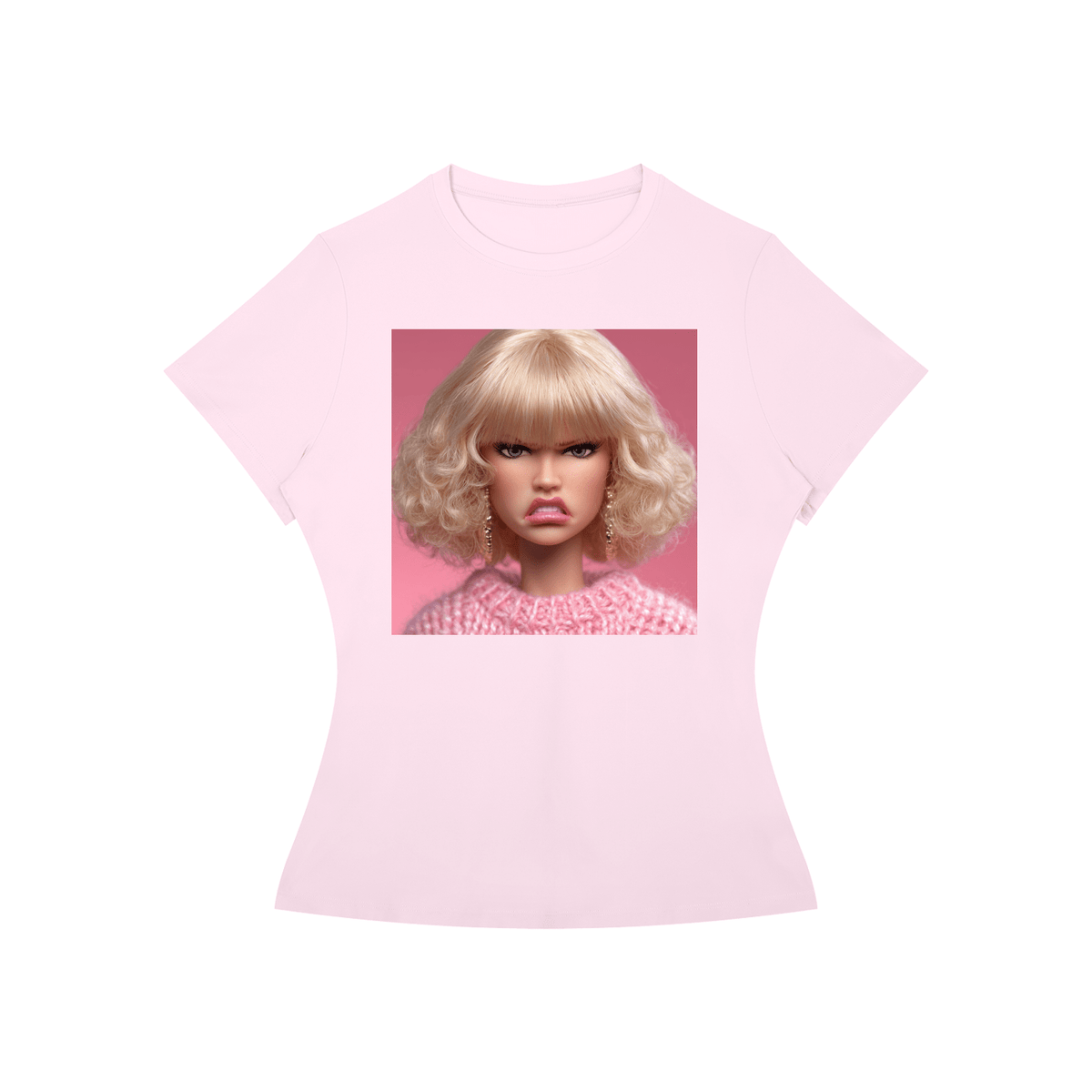 Funny Angry Barbie Doll Face Women’s Slim Fit Performance T-Shirt - Canvas & Charms