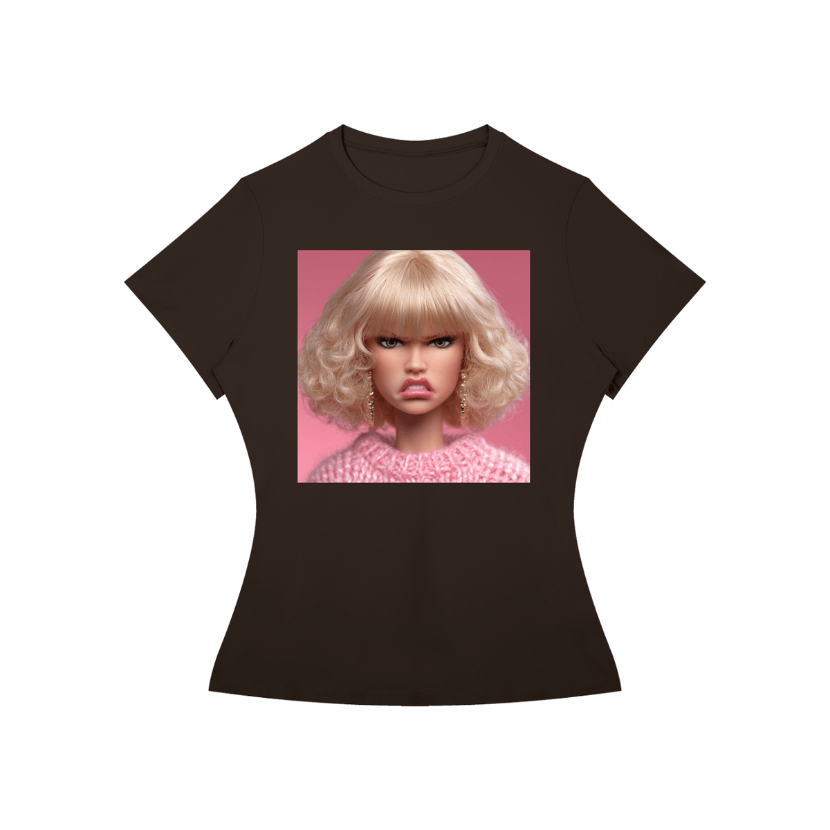 Funny Angry Barbie Doll Face Women’s Slim Fit Performance T-Shirt - Canvas & Charms