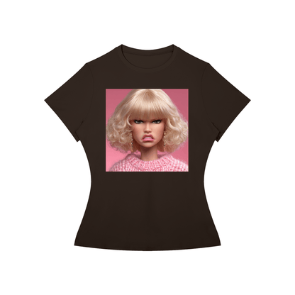Funny Angry Barbie Doll Face Women’s Slim Fit Performance T-Shirt - Canvas & Charms