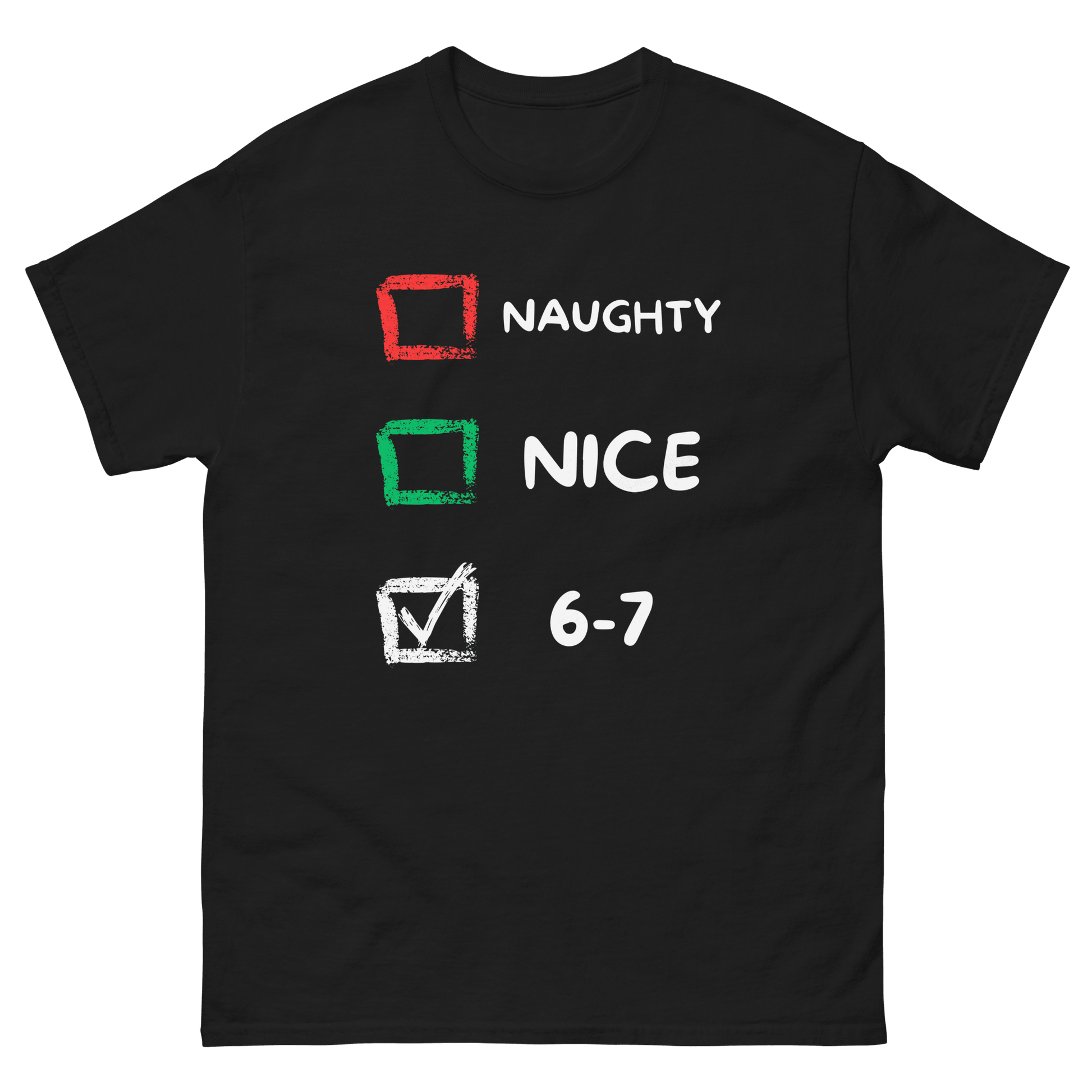 Funny Christmas Cotton T-shirt 6 - 7 Naughty or Nice Classic Tee - Canvas & Charms