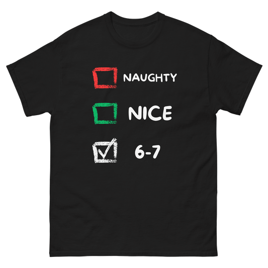 Funny Christmas Cotton T-shirt 6 - 7 Naughty or Nice Classic Tee - Canvas & Charms