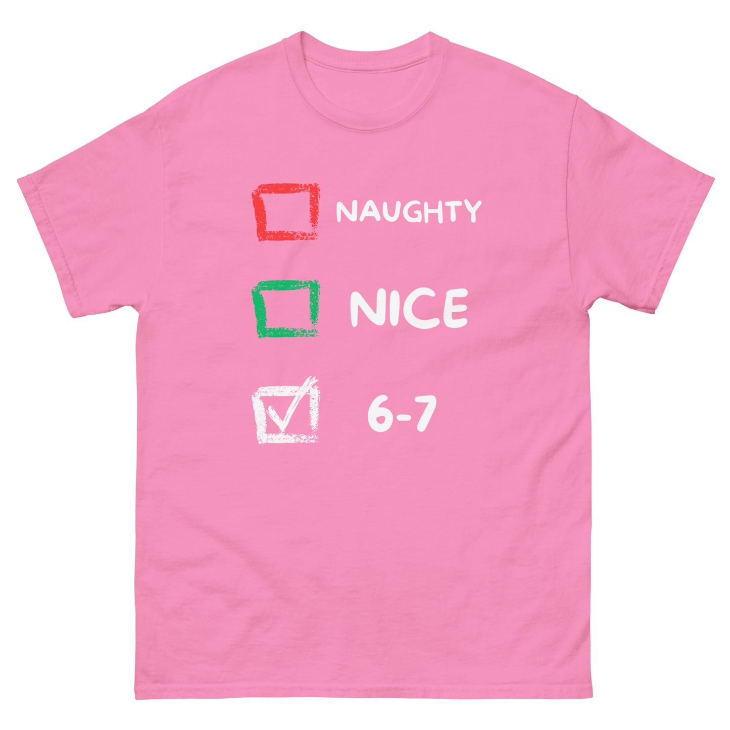 Funny Christmas Cotton T-shirt 6 - 7 Naughty or Nice Classic Tee - Canvas & Charms