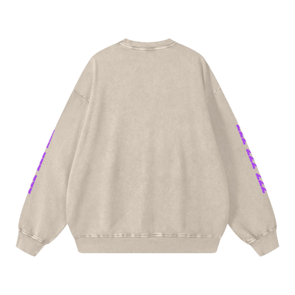 Funny Sweatshirt with Cat Professional Napper Snow Washed Oversized - Canvas & Charms