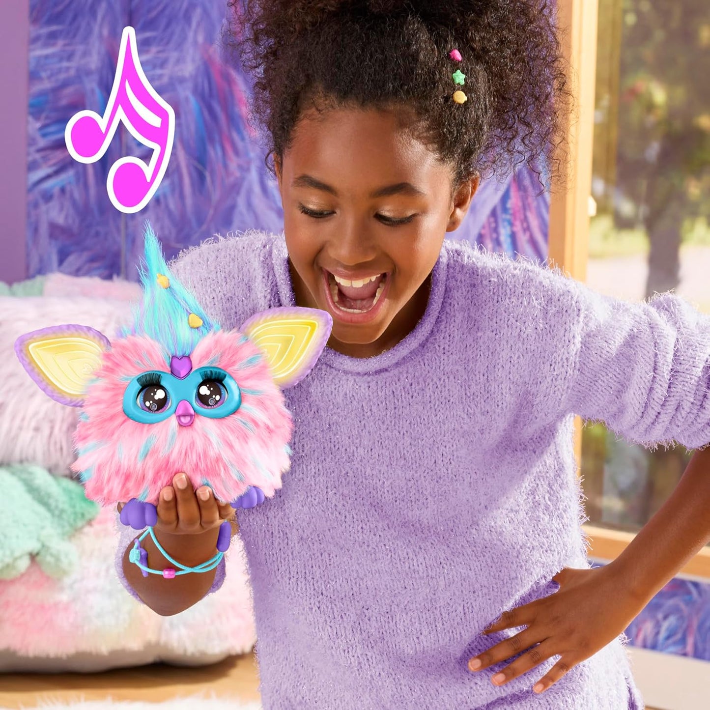 Furby Cotton Candy, 15 Fashion Accessories, Interactive Plush Toys for 6 Year Old Girls & Boys & Up, Voice Activated Animatronic, Pink & Blue - Canvas & Charms
