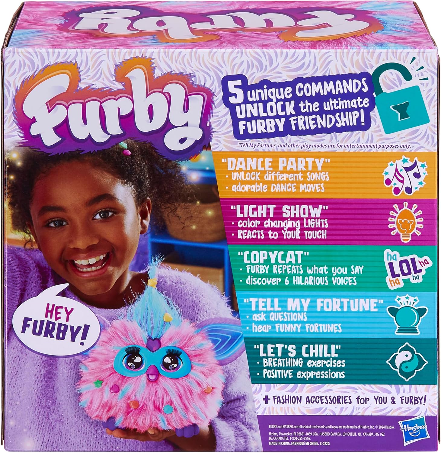 Furby Cotton Candy, 15 Fashion Accessories, Interactive Plush Toys for 6 Year Old Girls & Boys & Up, Voice Activated Animatronic, Pink & Blue - Canvas & Charms