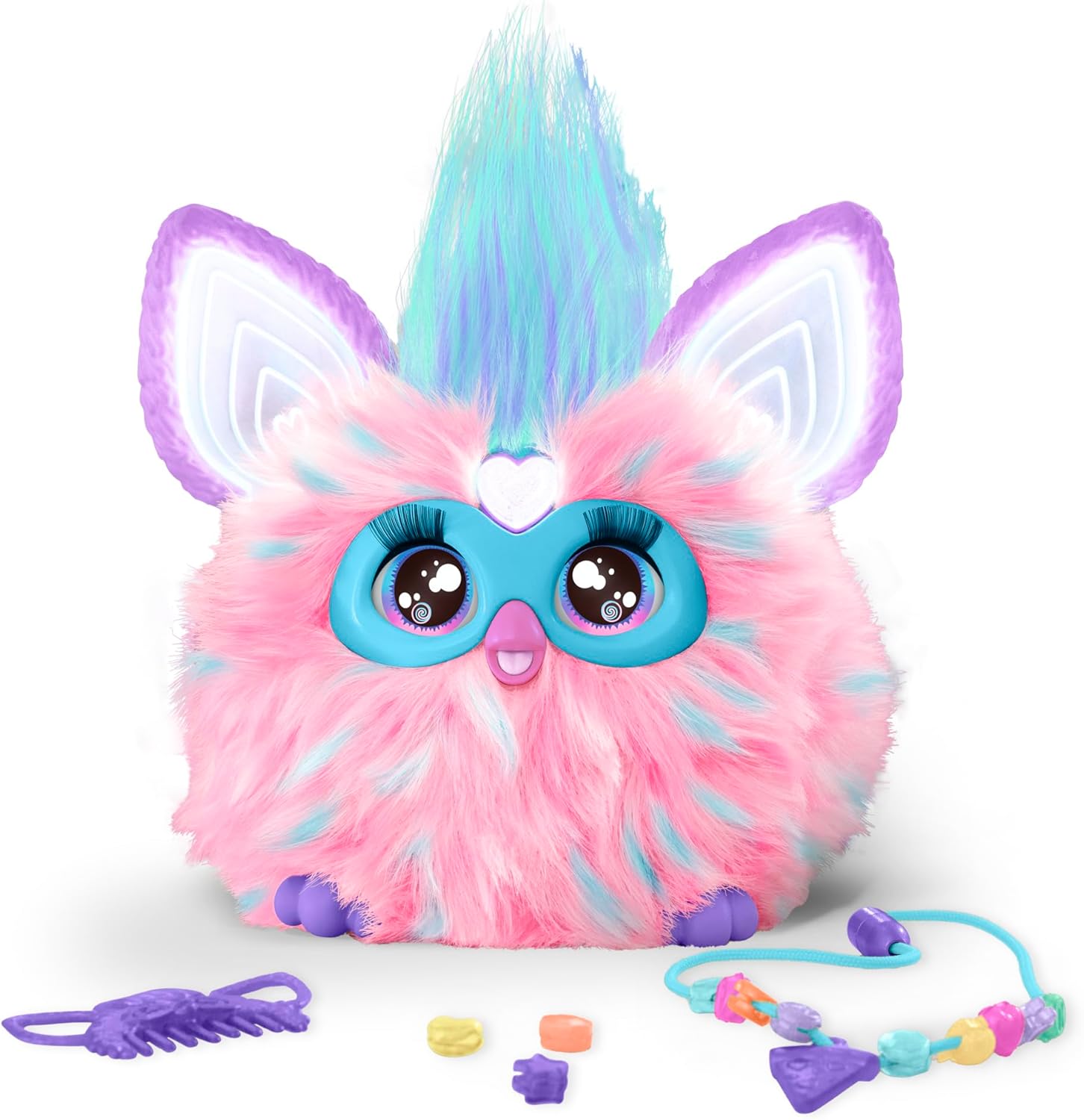 Furby Cotton Candy, 15 Fashion Accessories, Interactive Plush Toys for 6 Year Old Girls & Boys & Up, Voice Activated Animatronic, Pink & Blue - Canvas & Charms