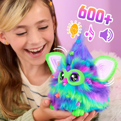 Furby Galaxy Edition, Glow in The Dark, 15 Fashion Accessories, Interactive Plush Toys for 6 Year Old Girls & Boys & Up, Voice Activated Animatronic (Amazon Exclusive) - Canvas & Charms