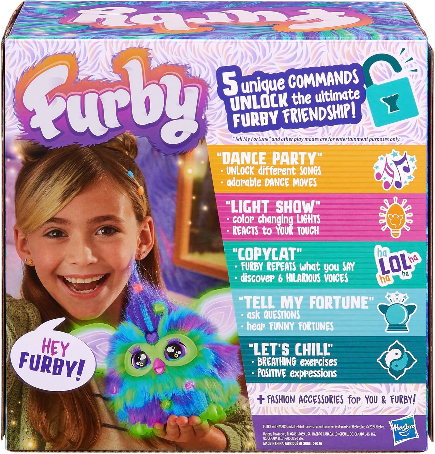 Furby Galaxy Edition, Glow in The Dark, 15 Fashion Accessories, Interactive Plush Toys for 6 Year Old Girls & Boys & Up, Voice Activated Animatronic (Amazon Exclusive) - Canvas & Charms