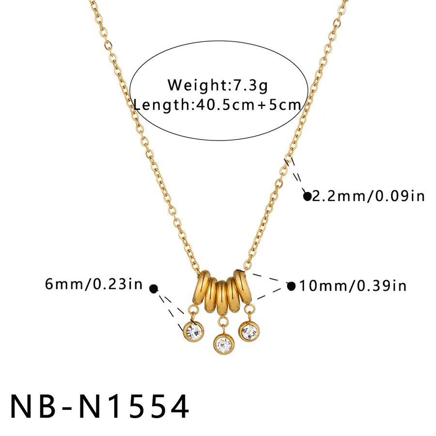 Geometric Necklace for Women in 304 Stainless Steel with 18K Gold Plated PVD Coating and Rhinestone Inlay - Canvas & Charms