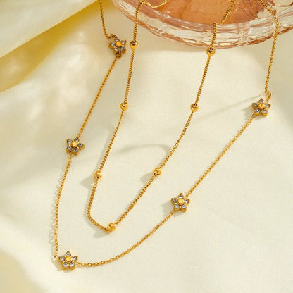 Geometric Necklace for Women in 304 Stainless Steel with 18K Gold Plated PVD Coating and Rhinestone Inlay - Canvas & Charms