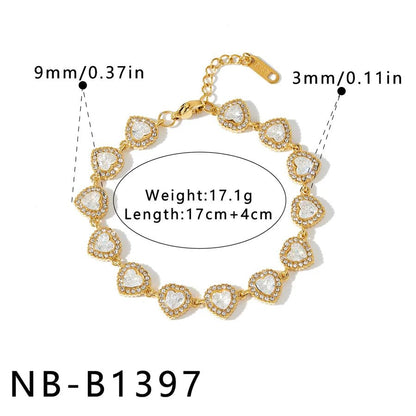 Geometric Necklace for Women in 304 Stainless Steel with 18K Gold Plated PVD Coating and Rhinestone Inlay - Canvas & Charms