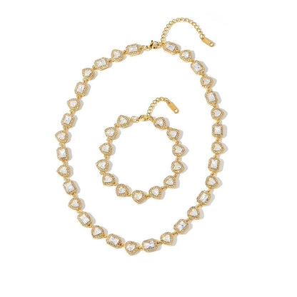 Geometric Necklace for Women in 304 Stainless Steel with 18K Gold Plated PVD Coating and Rhinestone Inlay - Canvas & Charms