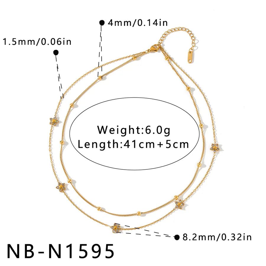 Geometric Necklace for Women in 304 Stainless Steel with 18K Gold Plated PVD Coating and Rhinestone Inlay - Canvas & Charms