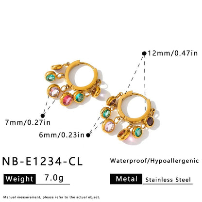Geometric Necklace for Women in 304 Stainless Steel with 18K Gold Plated PVD Coating and Rhinestone Inlay - Canvas & Charms