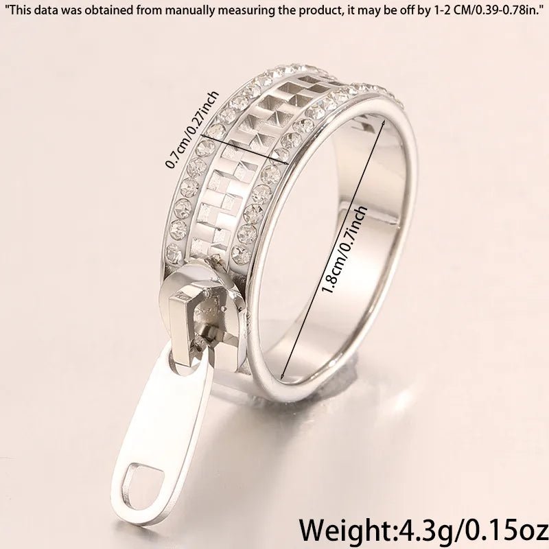 Geometric Waterproof Non Tarnish Ring Necklace for Women in 304 Stainless Steel with 18K Real Gold Plated PVD Coating and Zircon Inlay - Canvas & Charms