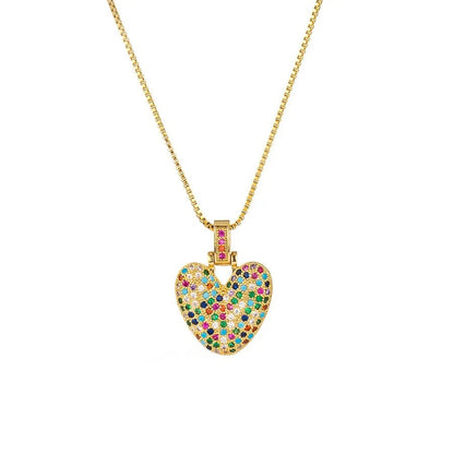 Gold Plated Alphabet Pendant Necklace for Women with 18K Gold Plated Stainless Steel and Diamond Inlay, PVD Coated Box Chain - Canvas & Charms