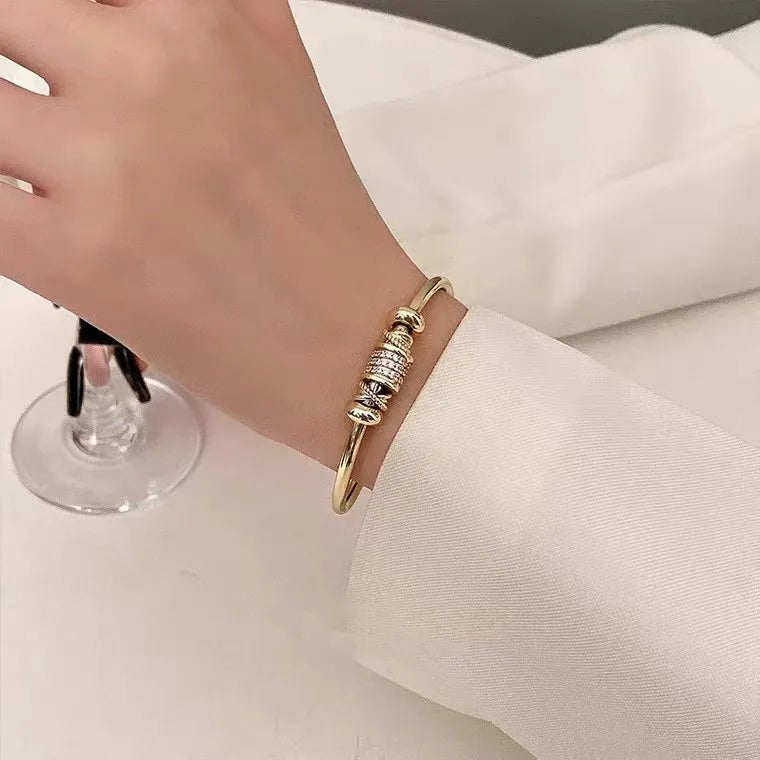 Gold Snake Bracelet with Zircon Stones - Canvas & Charms