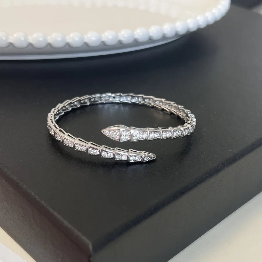 Gold Snake Bracelet with Zircon Stones - Canvas & Charms