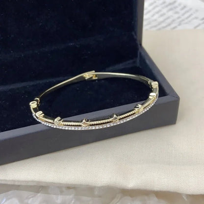 Gold Snake Bracelet with Zircon Stones - Canvas & Charms