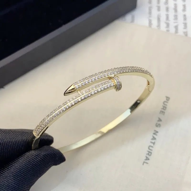 Gold Snake Bracelet with Zircon Stones - Canvas & Charms