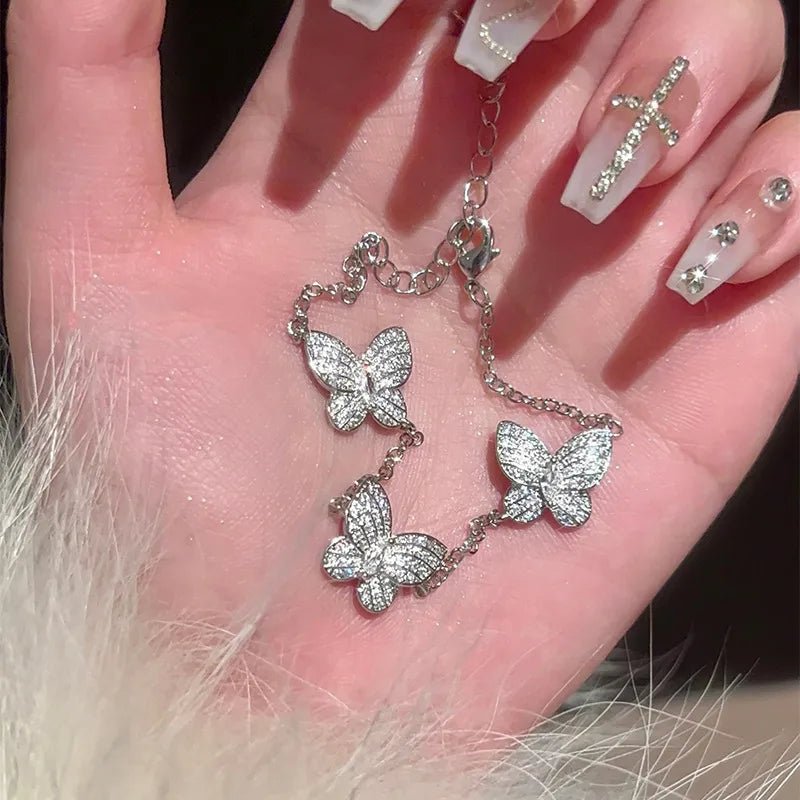 Heart Shape Butterfly Copper Zircon Plating box chain Tennis Chain Bracelets - Canvas & Charms