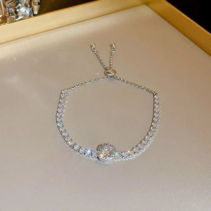 Heart Shape Butterfly Copper Zircon Plating box chain Tennis Chain Bracelets - Canvas & Charms