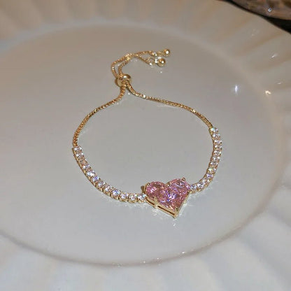 Heart Shape Butterfly Copper Zircon Plating box chain Tennis Chain Bracelets - Canvas & Charms