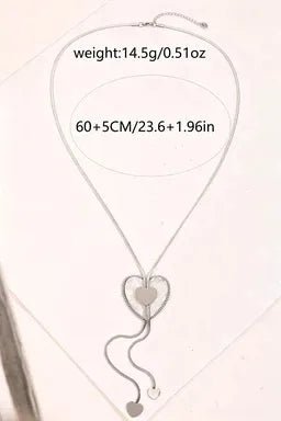 Heart Shape Necklace for Adults with Waterproof Non Tarnish Electroplated 304 Stainless Steel and Zircon Inlay, Featuring Woven Chain - Canvas & Charms