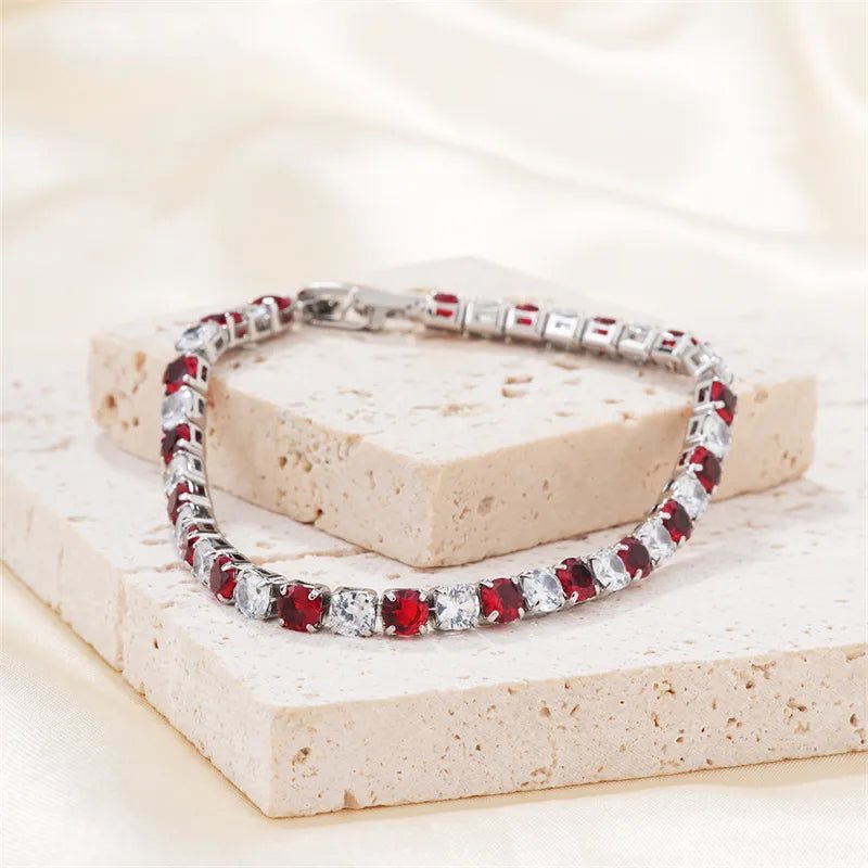 Hip-Hop Solid Color Copper Inlay Zircon K Gold Plated Rhodium Plated Unisex Tennis Bracelet - Canvas & Charms