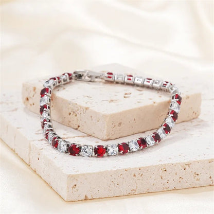 Hip-Hop Solid Color Copper Inlay Zircon K Gold Plated Rhodium Plated Unisex Tennis Bracelet - Canvas & Charms