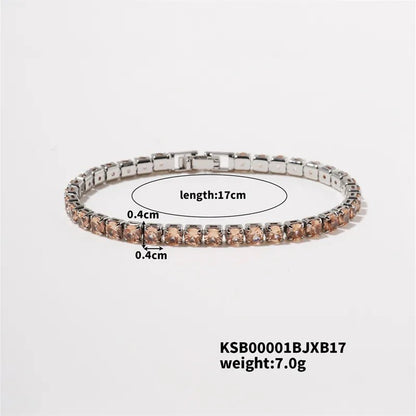 Hip-Hop Solid Color Copper Inlay Zircon K Gold Plated Rhodium Plated Unisex Tennis Bracelet - Canvas & Charms