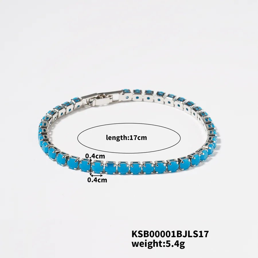 Hip-Hop Solid Color Copper Inlay Zircon K Gold Plated Rhodium Plated Unisex Tennis Bracelet - Canvas & Charms