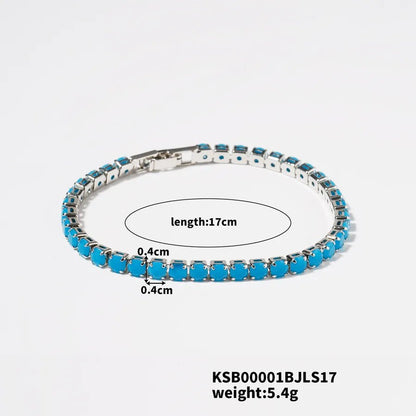 Hip-Hop Solid Color Copper Inlay Zircon K Gold Plated Rhodium Plated Unisex Tennis Bracelet - Canvas & Charms