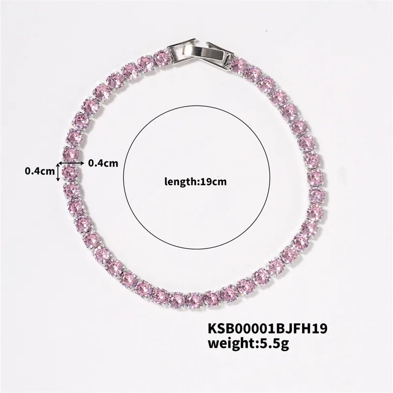Hip-Hop Solid Color Copper Inlay Zircon K Gold Plated Rhodium Plated Unisex Tennis Bracelet - Canvas & Charms