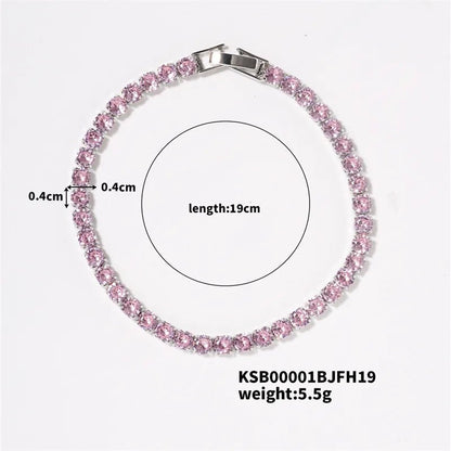 Hip-Hop Solid Color Copper Inlay Zircon K Gold Plated Rhodium Plated Unisex Tennis Bracelet - Canvas & Charms
