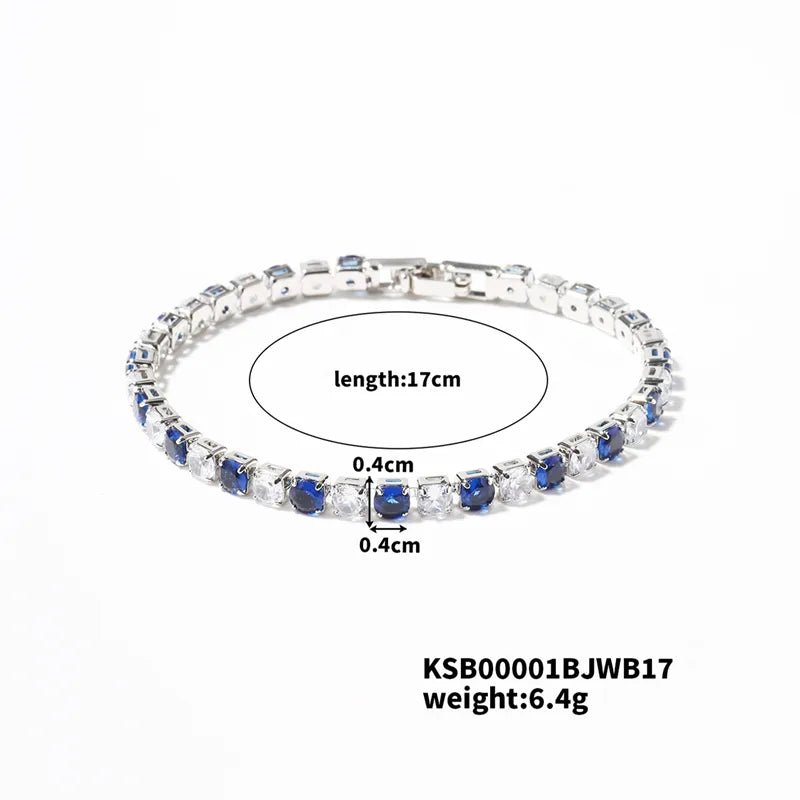 Hip-Hop Solid Color Copper Inlay Zircon K Gold Plated Rhodium Plated Unisex Tennis Bracelet - Canvas & Charms