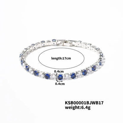 Hip-Hop Solid Color Copper Inlay Zircon K Gold Plated Rhodium Plated Unisex Tennis Bracelet - Canvas & Charms