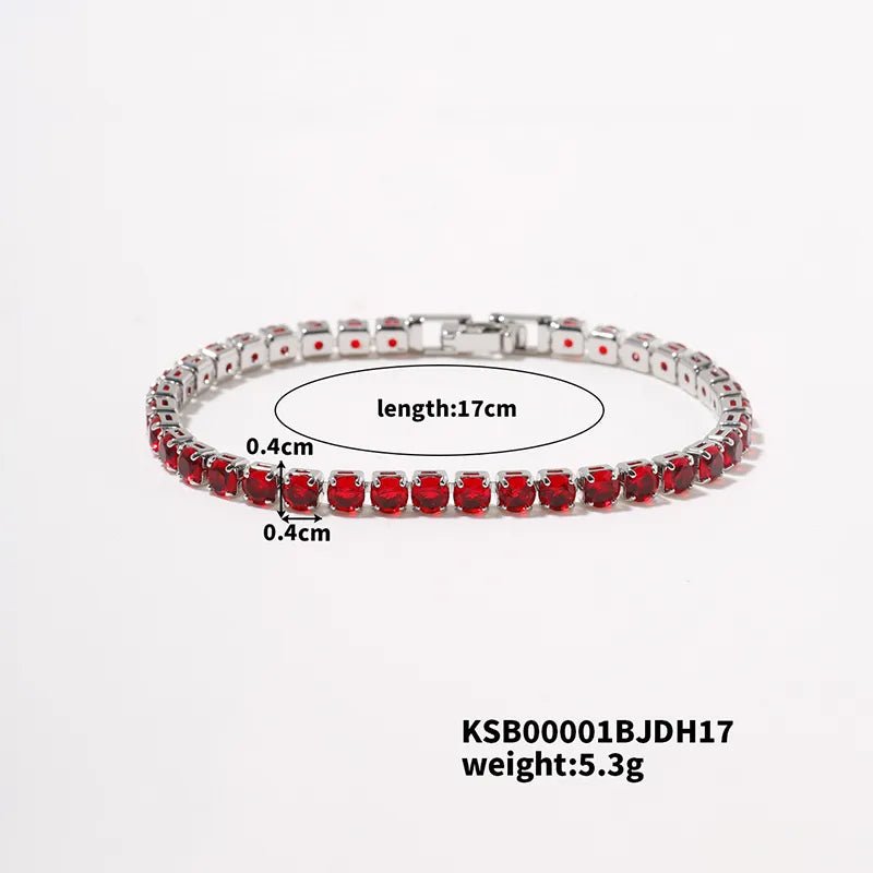 Hip-Hop Solid Color Copper Inlay Zircon K Gold Plated Rhodium Plated Unisex Tennis Bracelet - Canvas & Charms